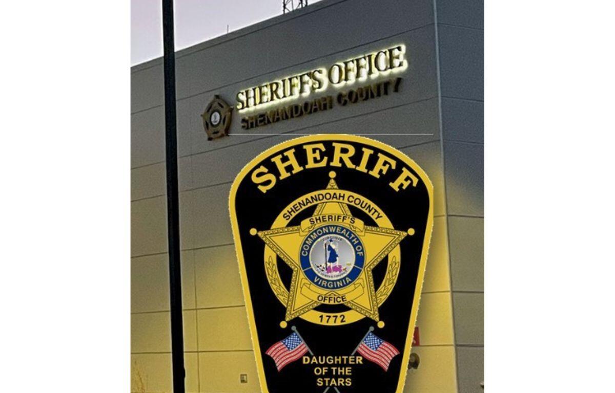 Shenandoah County Sheriff's Office logo on top of a picture of the Sheriff's Office building.