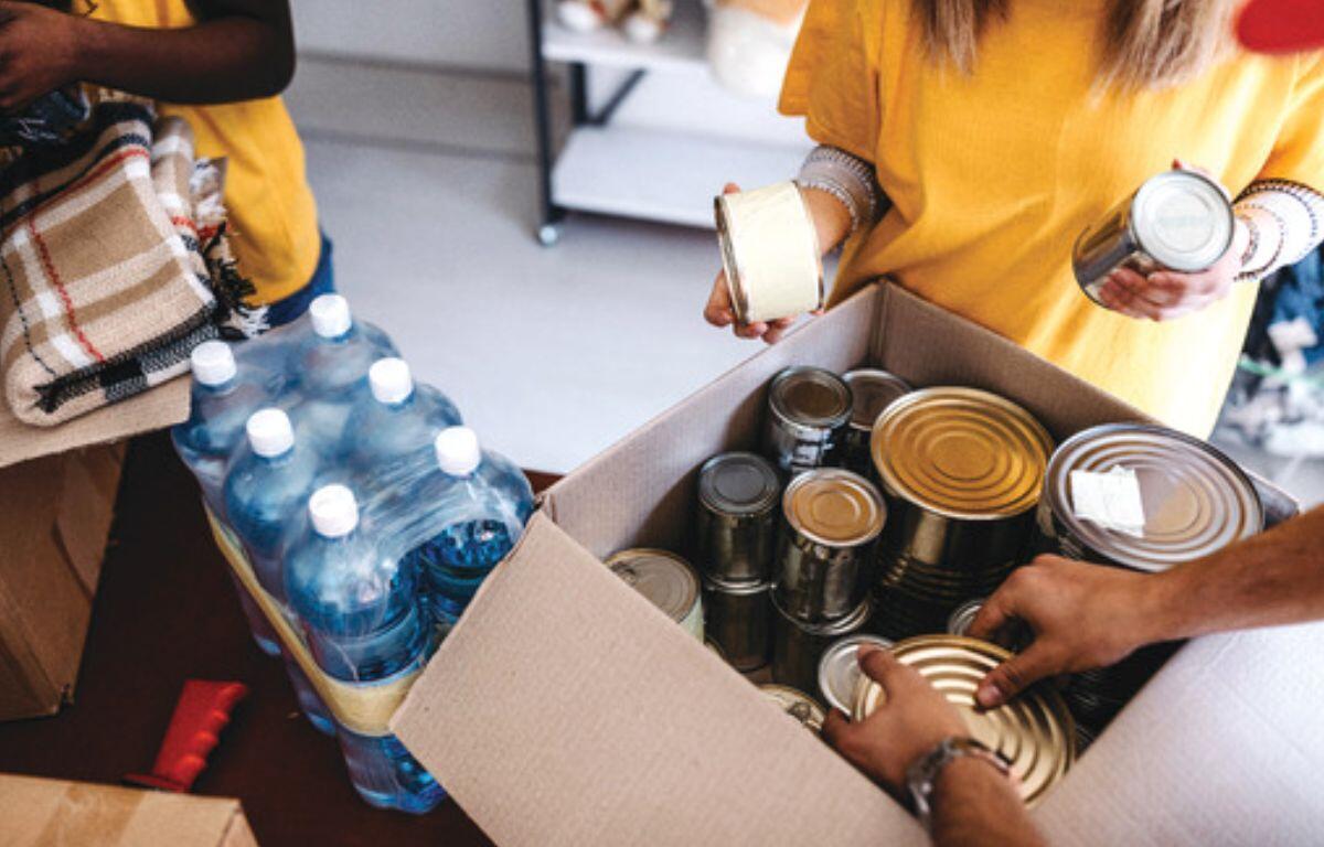 Boxes of foods being packaged