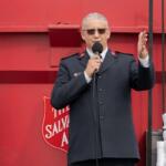 Salvation Army Lieutenant Doug Ingold speaks at the kickoff event for the annual Red Kettle Campaign.