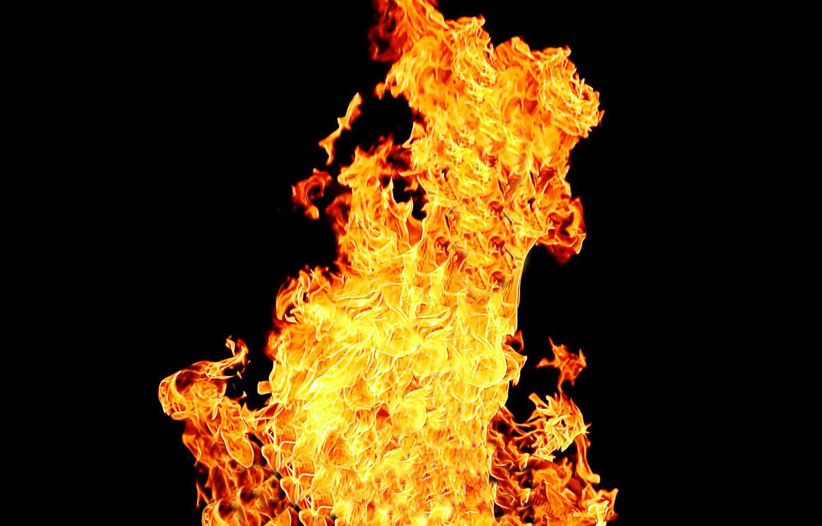 Image with red flame on the black background