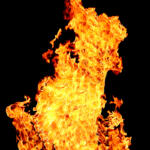 Image with red flame on the black background