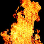 Image with red flame on the black background