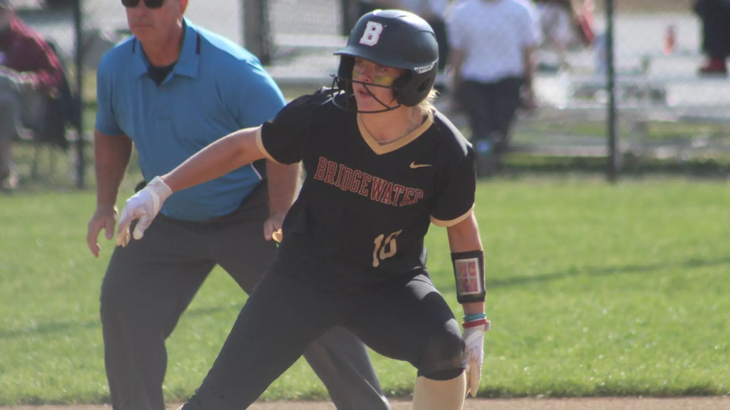 Bridgewater College Softball player Mackenzie Cauthorn gets ready to run to the next base.