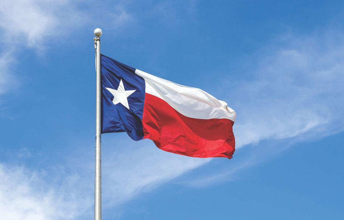 Texas flag waving in wind
