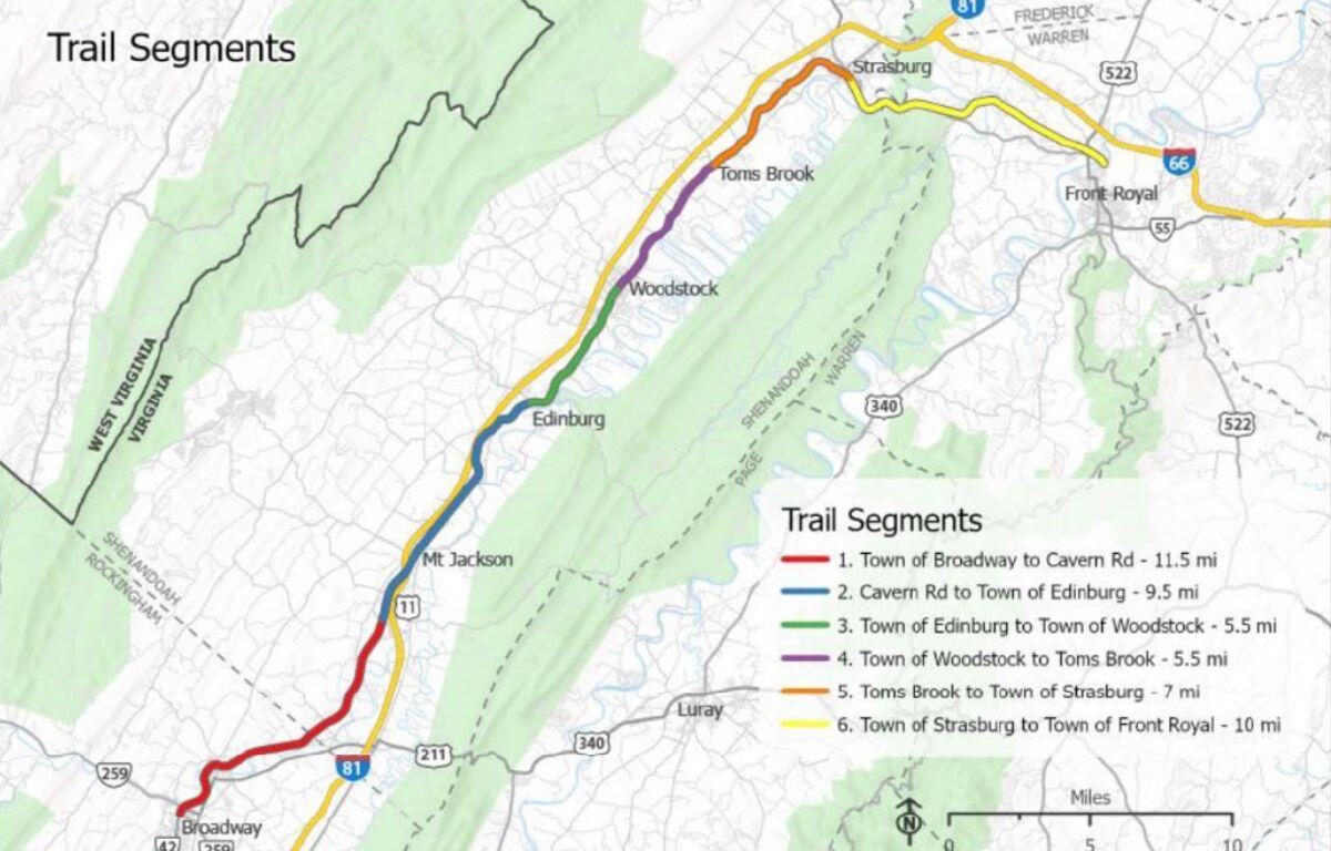 A map of Shenandoah Valley Rail with Trail Assessment