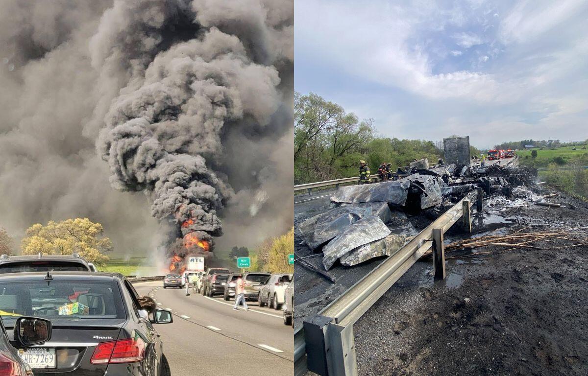 Two images of crash in Shenandoah County
