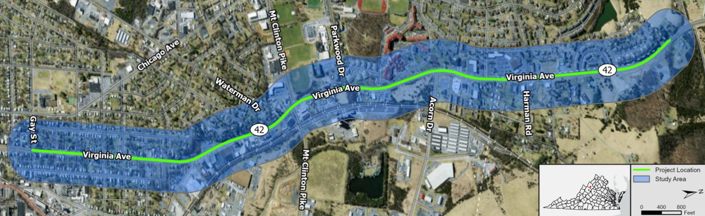 An overview map of the Virginia Avenue study area.
