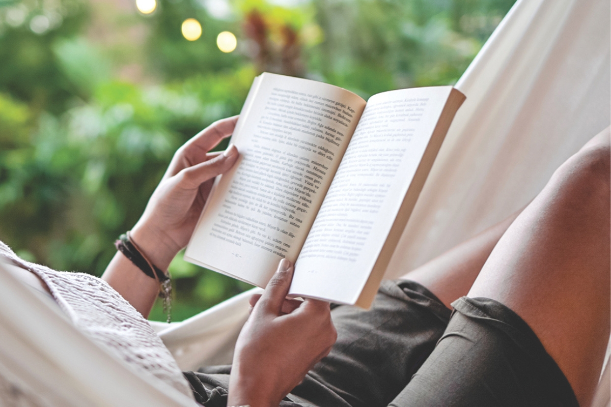 A person reading a book.