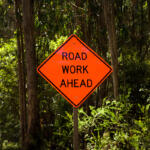Sign warning of road work ahead