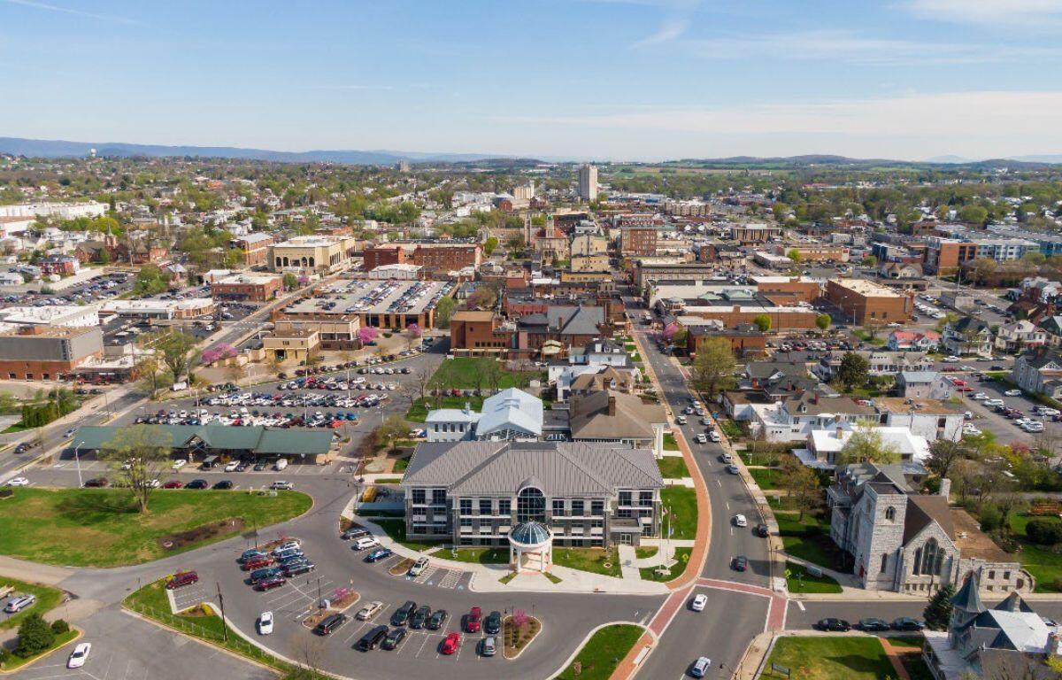 Bird's eye view of the City of Harrisonburg