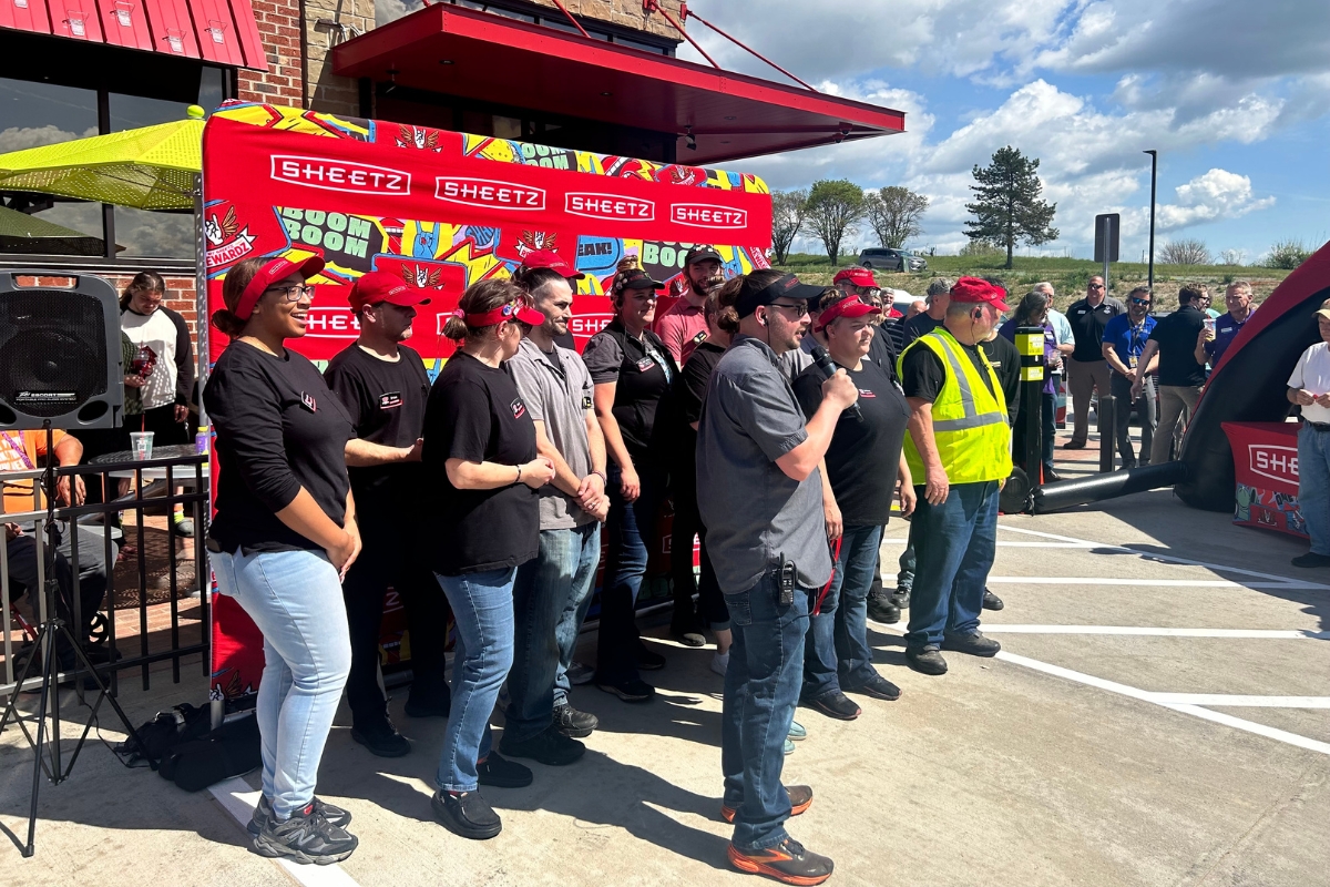 The Sheetz team getting ready to cut the ribbon for the grand opening in Mount Crawford.