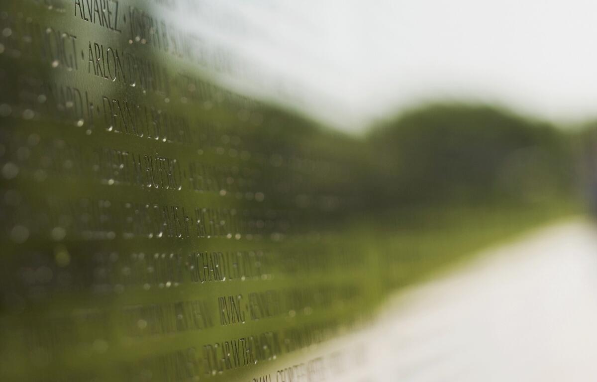 An up close of the Vietnam War Memorial.