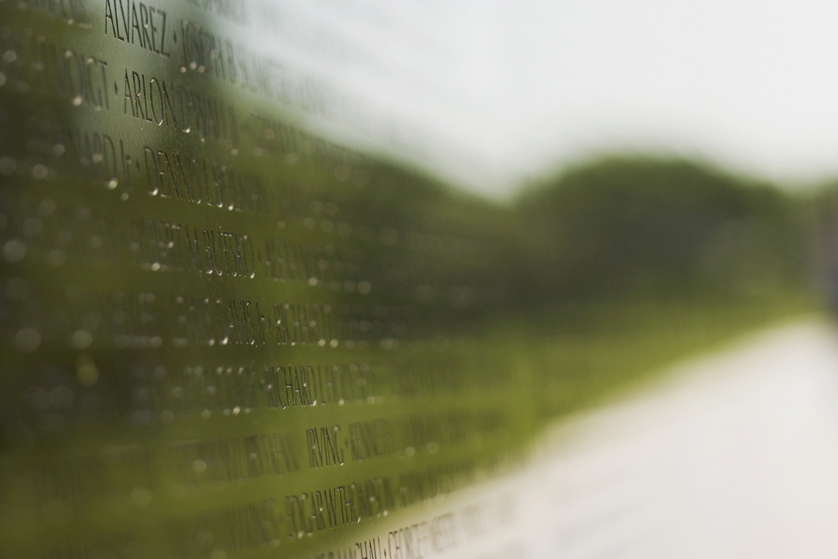 An up close of the Vietnam War Memorial.