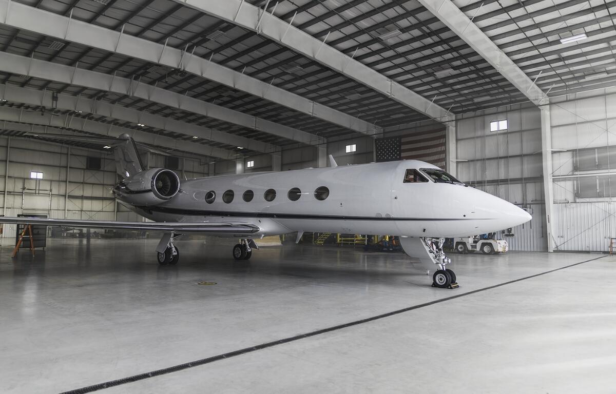The Gulfstream IV, a smaller plane.