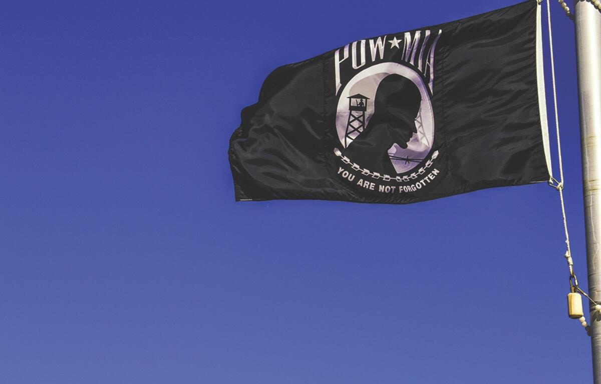 The POW/MIA flag on a flagpole