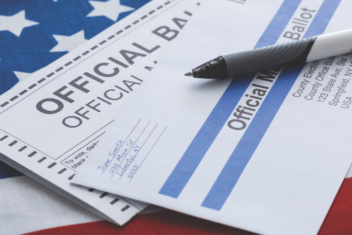 Up close of filling out a ballot