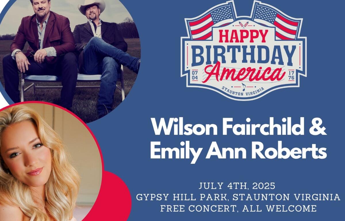 Happy Birthday America poster featuring Wilson Fairchild and Emily Ann Roberts