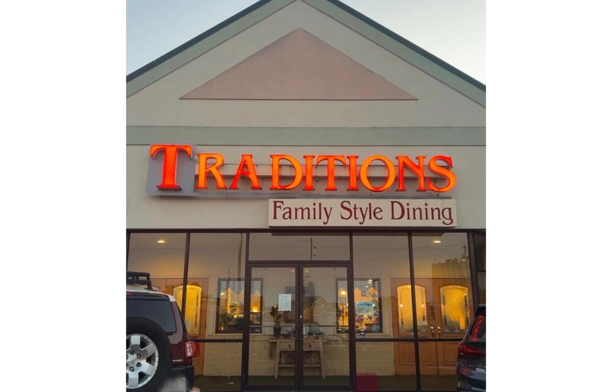 The front of Traditions Family Restaurant building.