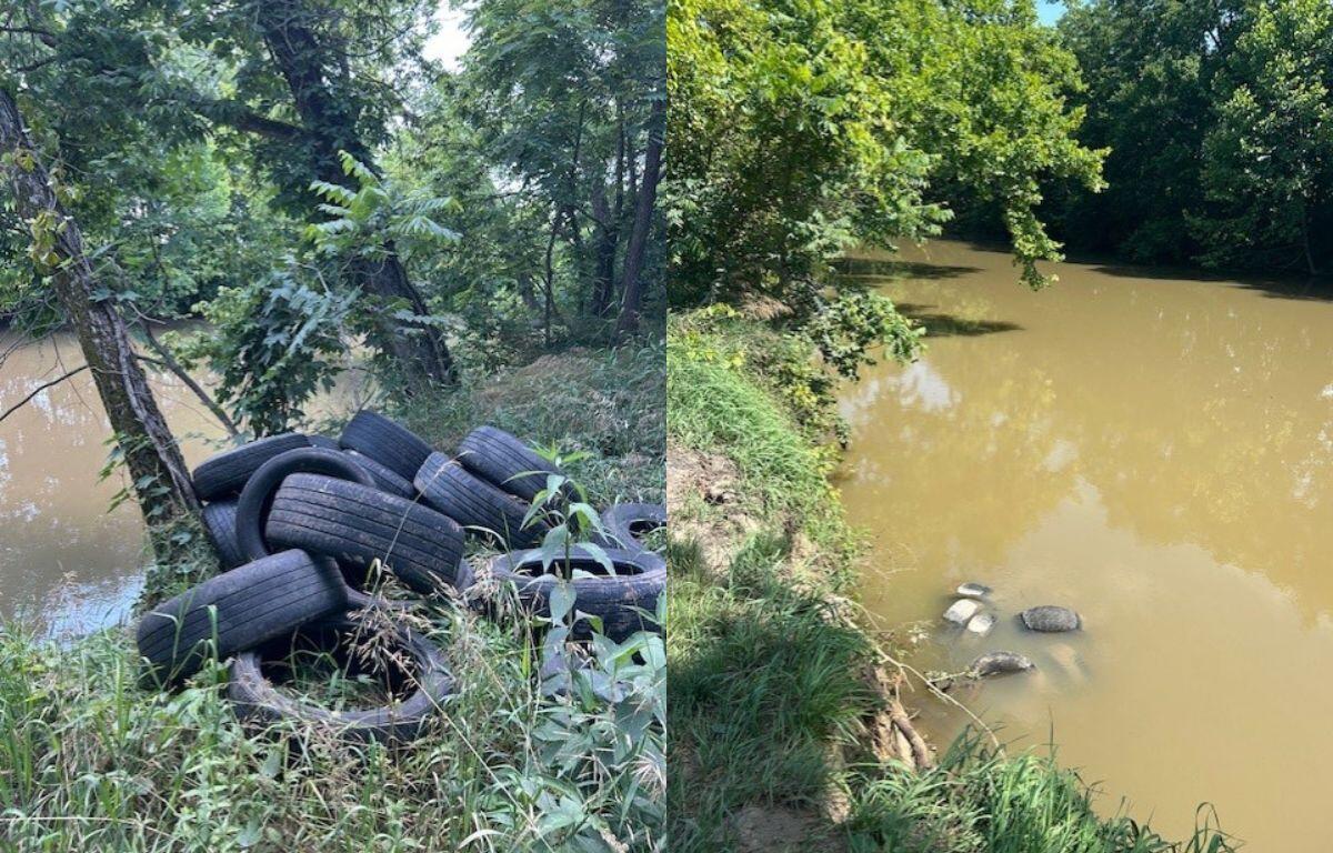 Tires discarded in the Middle River