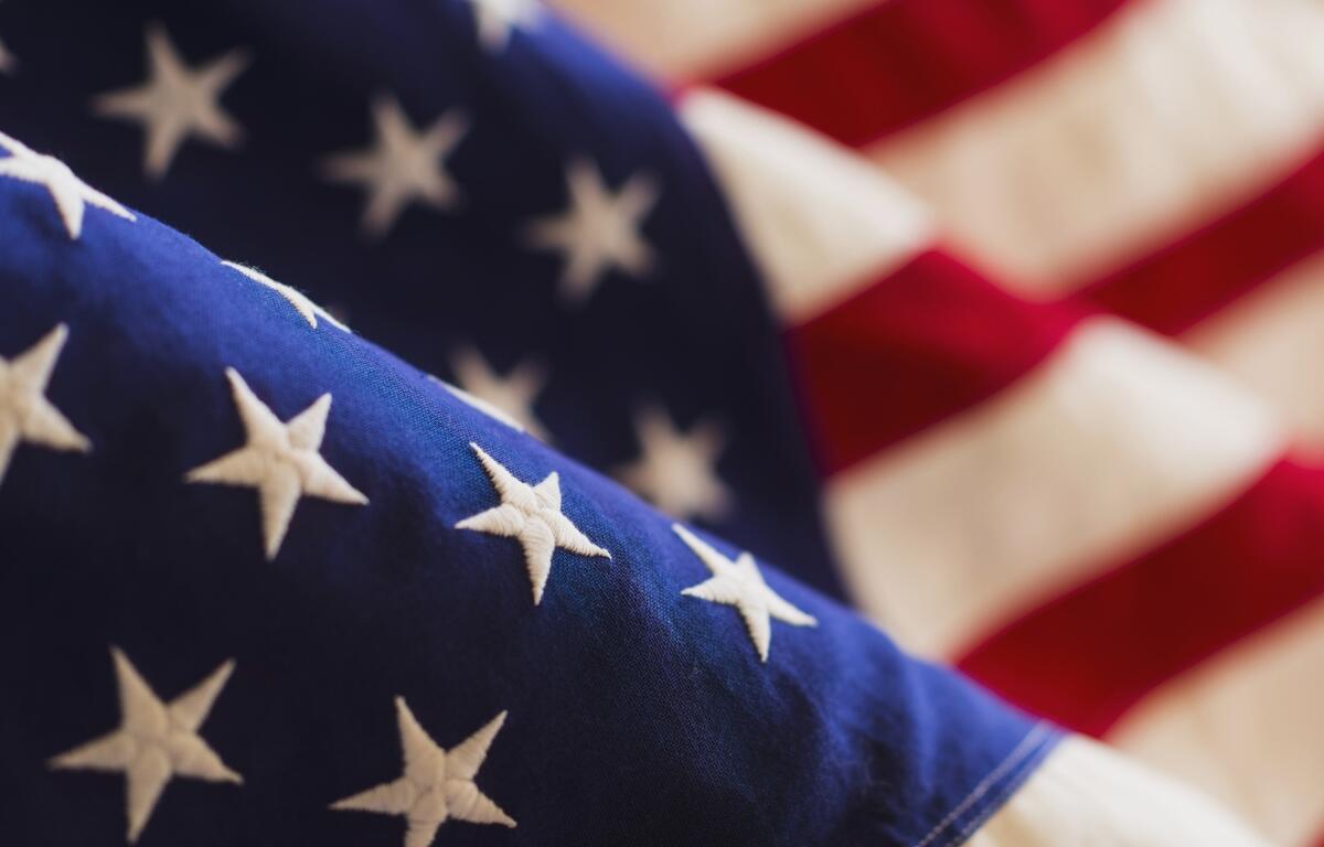 Close up of American flag.