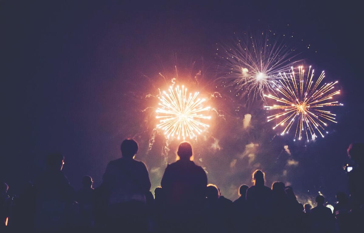 Fireworks in the night sky.