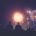 Fireworks in the night sky.