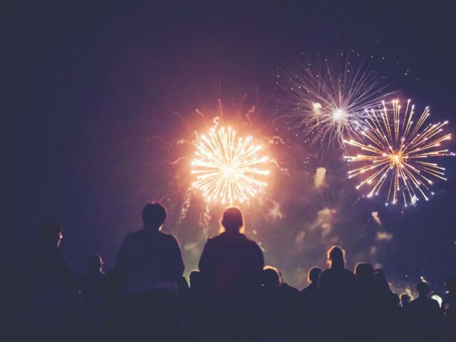 Fireworks in the night sky.