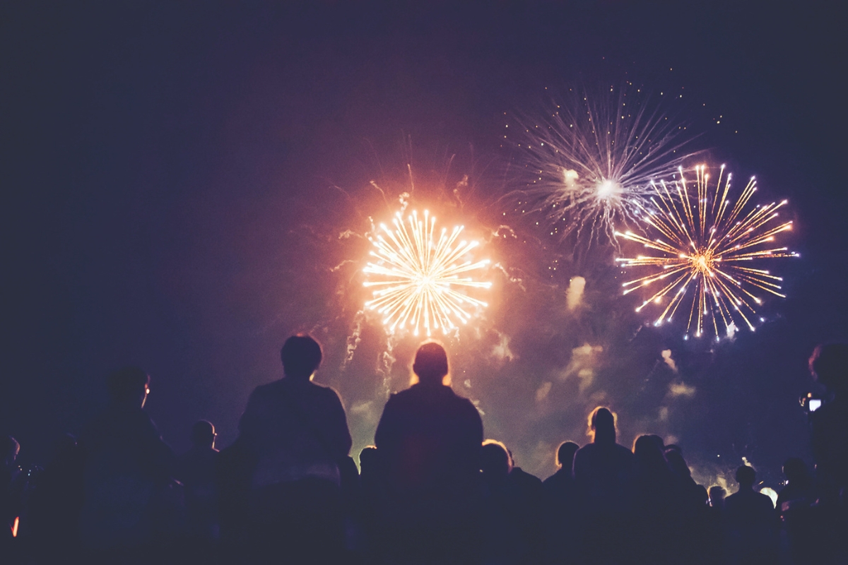 Fireworks in the night sky.
