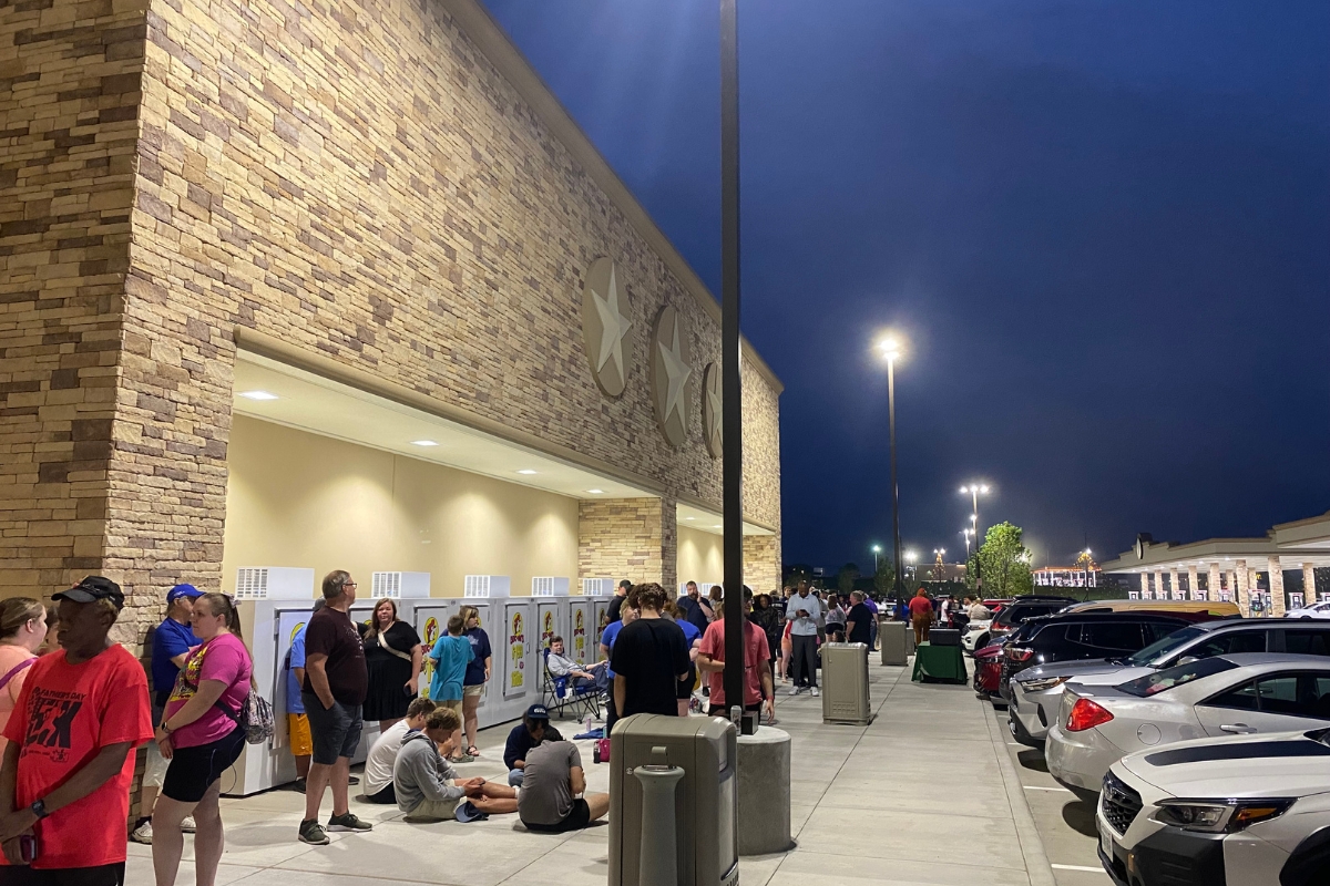The first customers stand in line at Buc-ee's before the doors even open.