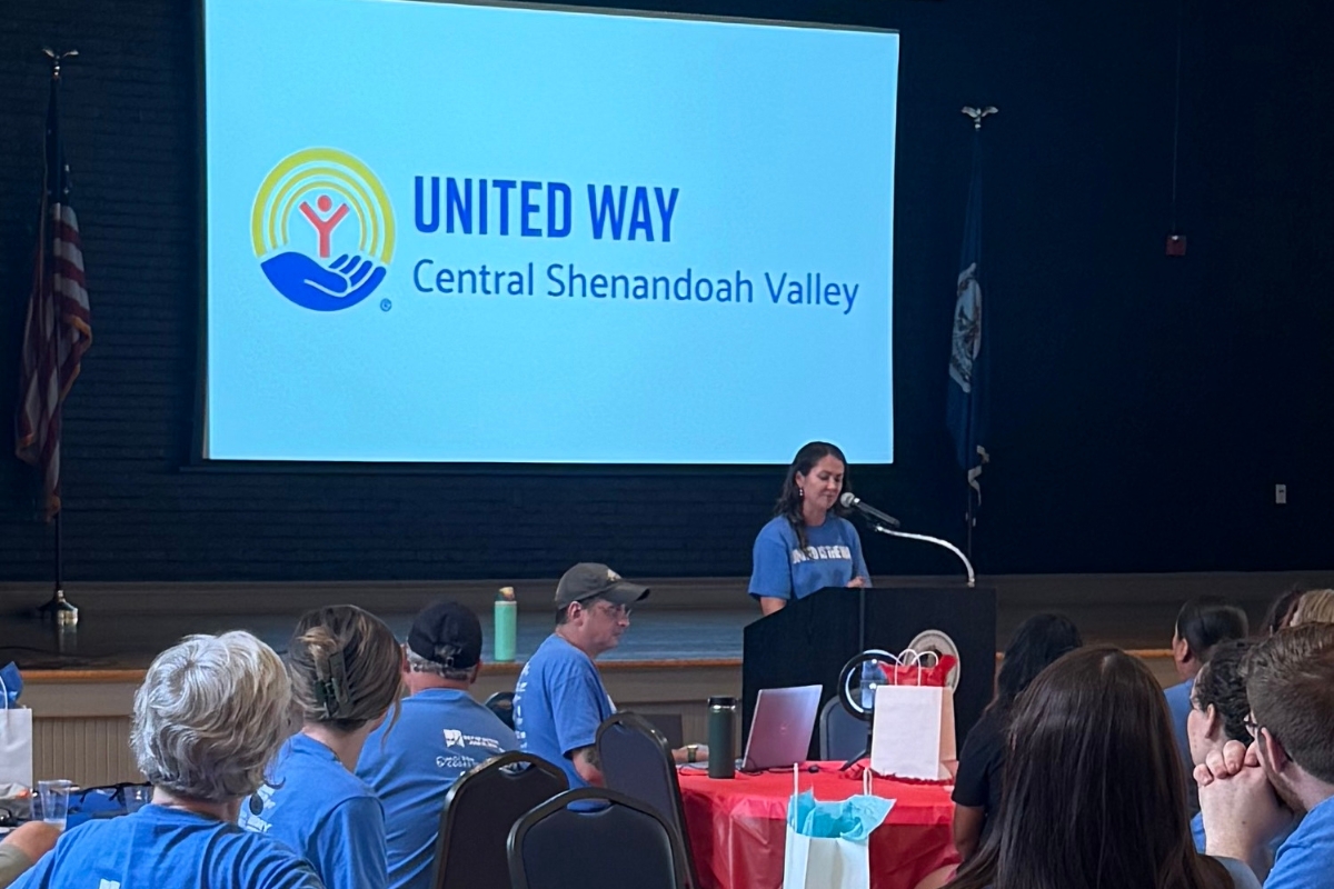 United Way officials unveil their new logo for United Way of Central Shenandoah Valley.
