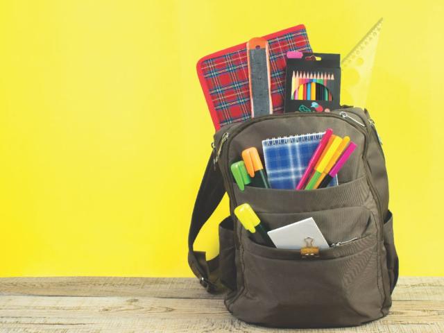 Backpack with school supplies
