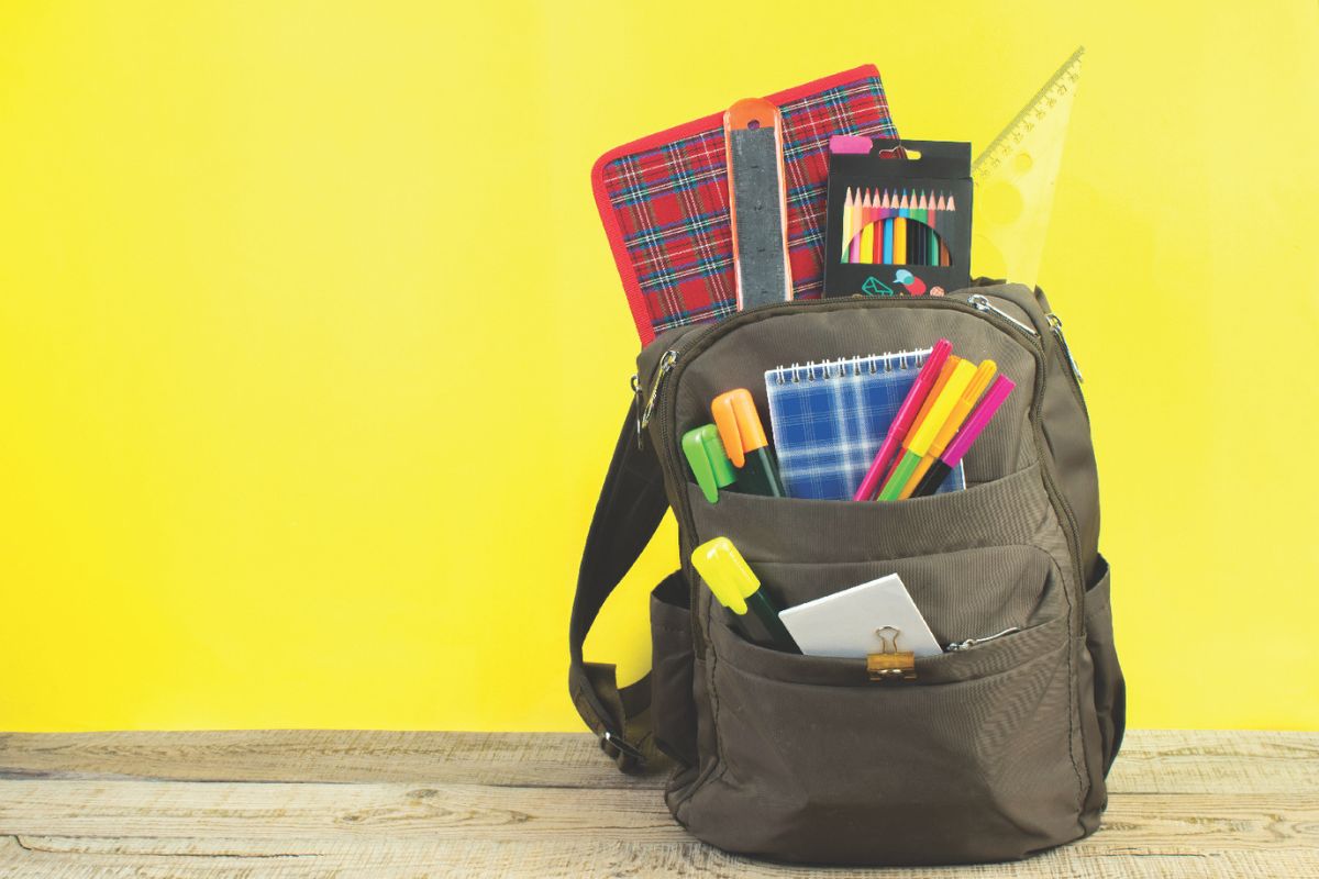 Backpack with school supplies