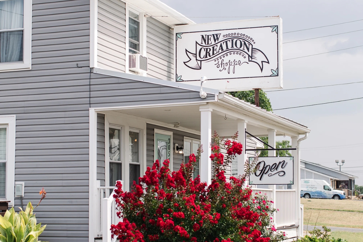 The front of New Creation VA's shop.