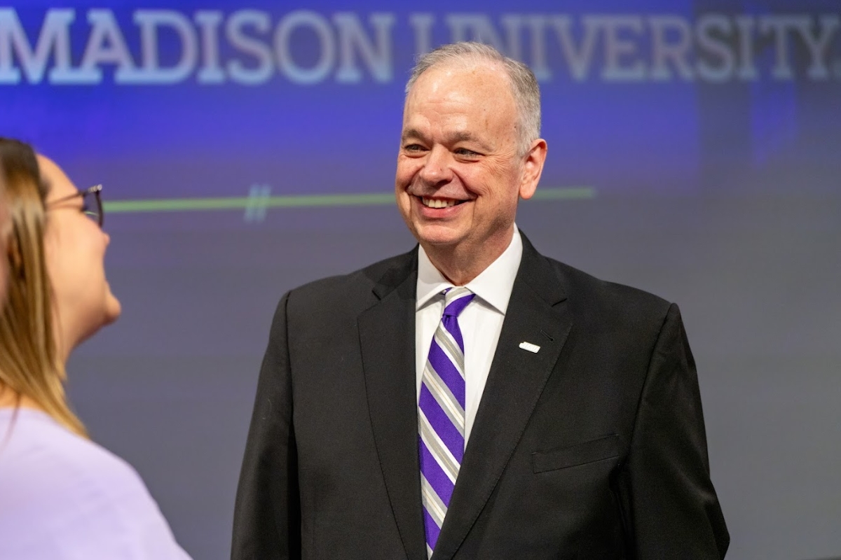 A headshot of JMU President Dr. James Schmidt.