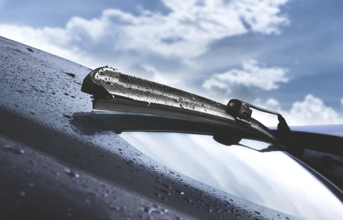 Rain on a car windshield