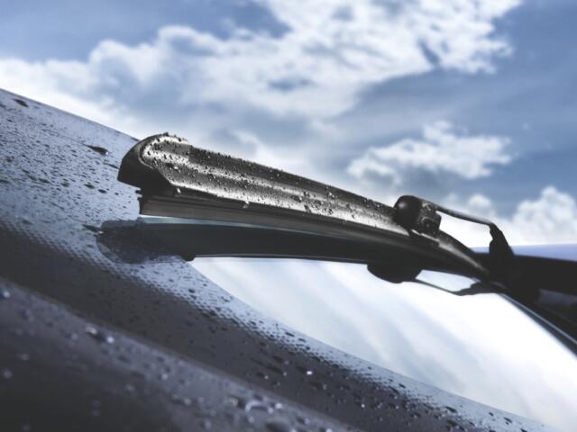 Rain on a car windshield