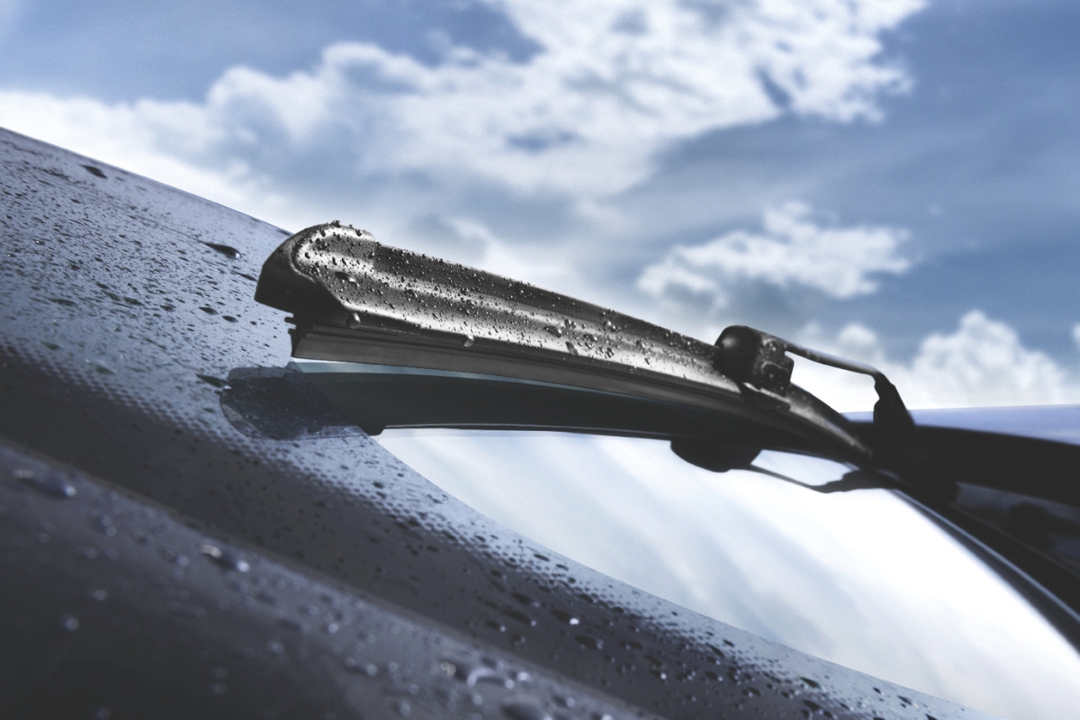 Rain on a car windshield