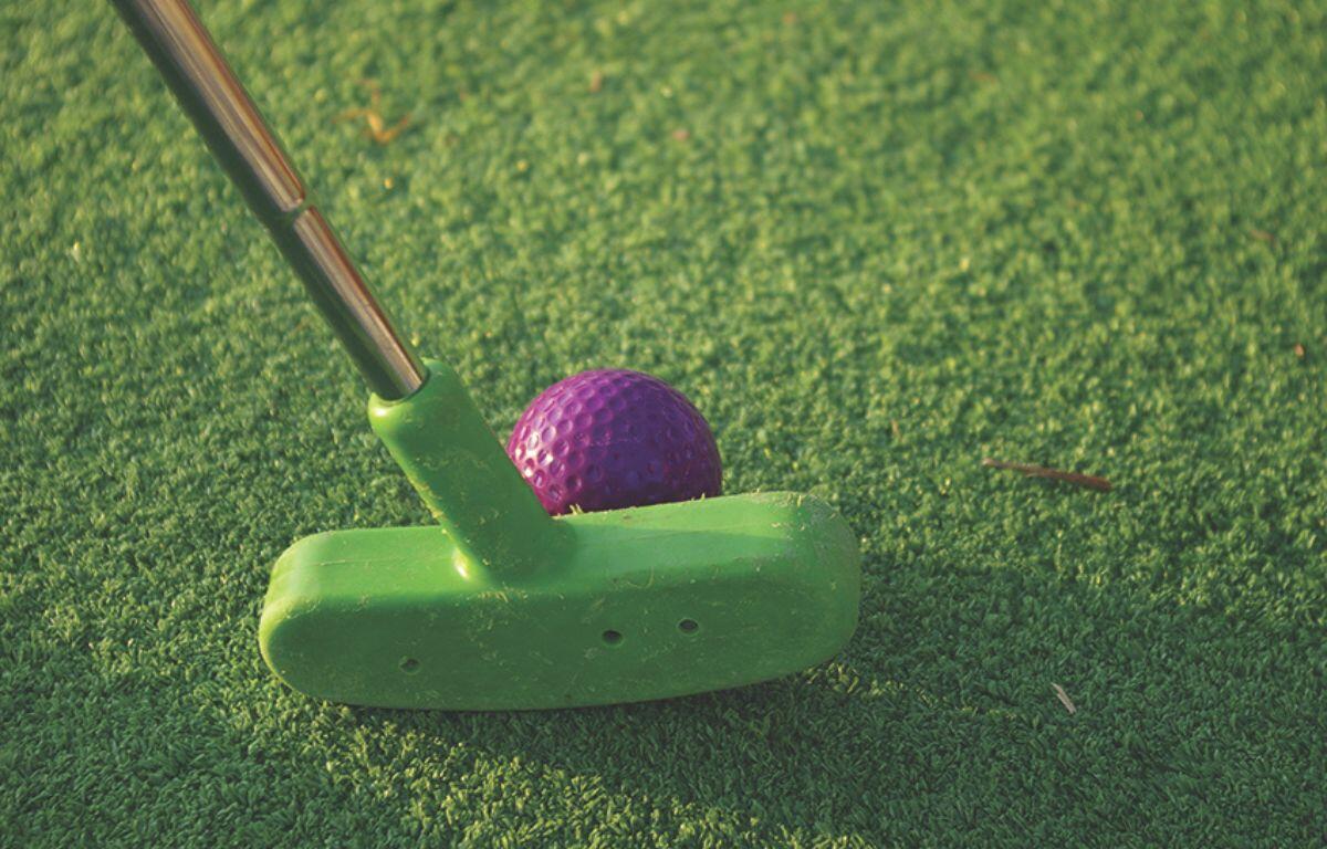 Mini Golf club next to a ball