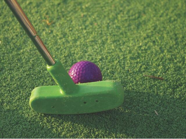 Mini Golf club next to a ball