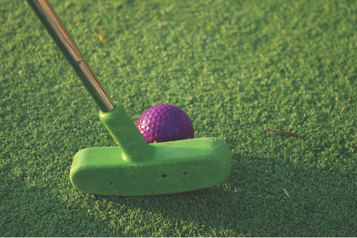 Mini Golf club next to a ball
