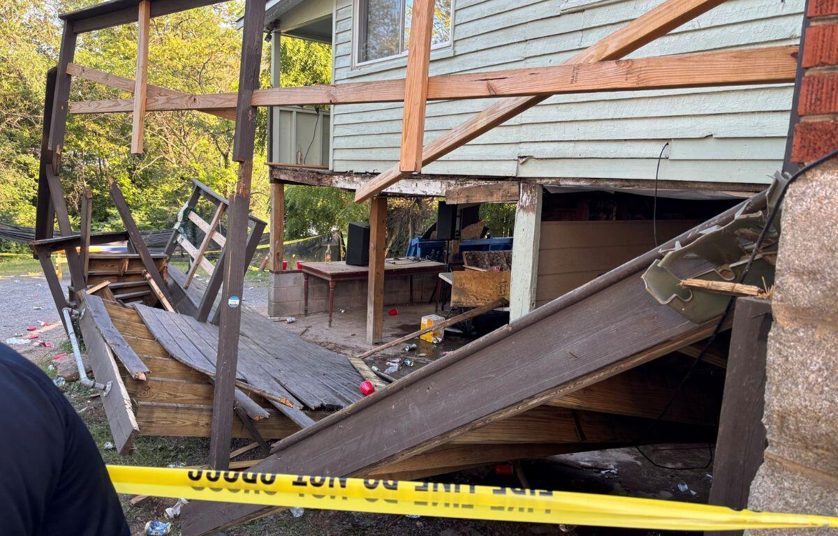 Photo of the aftermath of the deck collapse