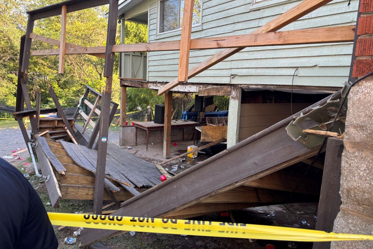 Photo of the aftermath of the deck collapse