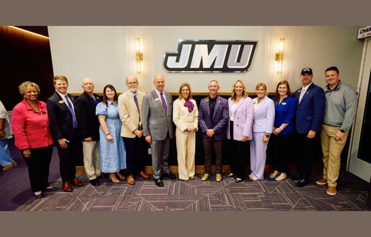 First Lady Suzanne S. Youngkin, Secretary of Health and Human Resources Janet V. Kelly, former Secretary of the Commonwealth Kay Coles James, and JMU Leadership at James Madison University in Harrisonburg, Va, on August 21, 2025.