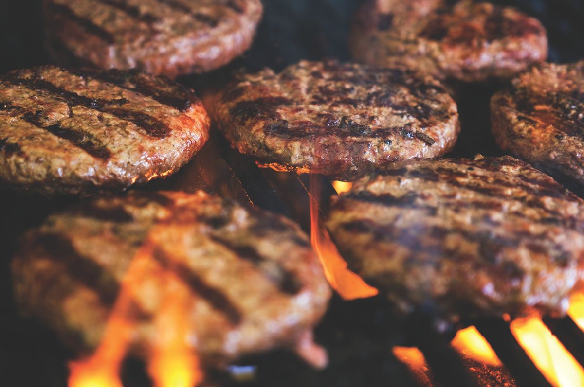 Hamburgers on the grill