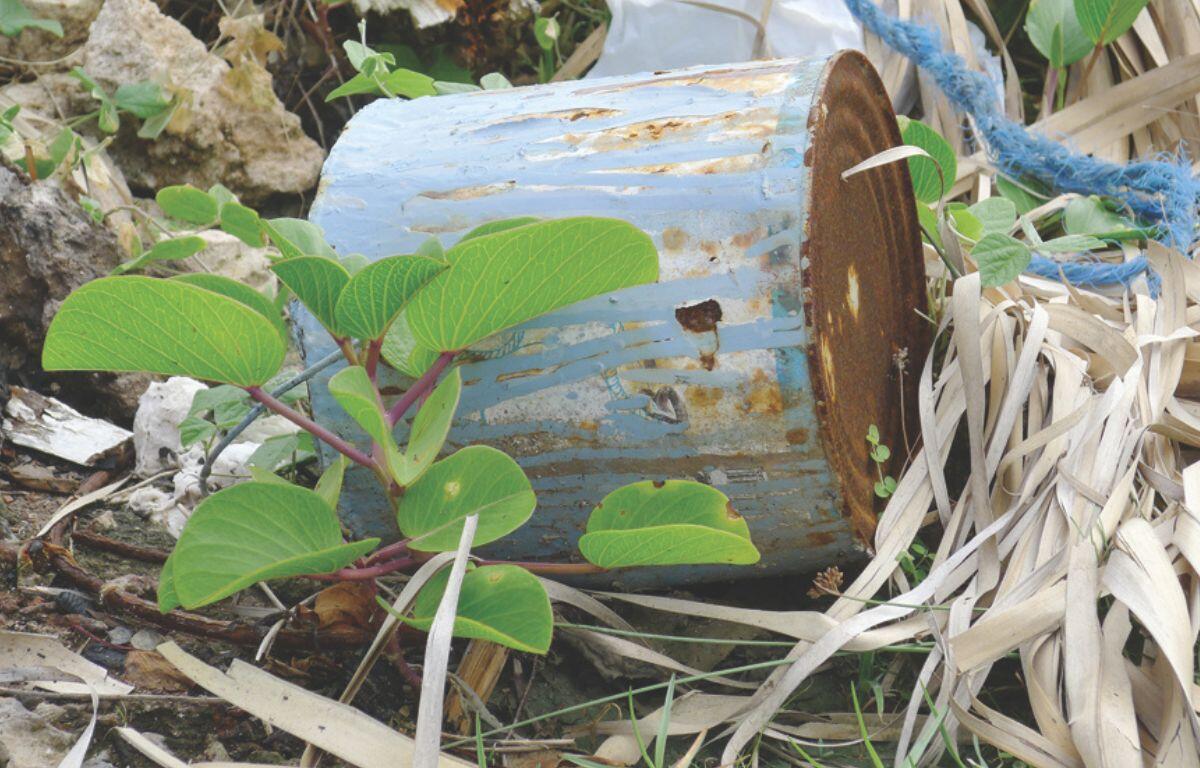 bucket of paint with waste
