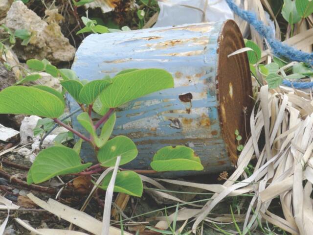 bucket of paint with waste