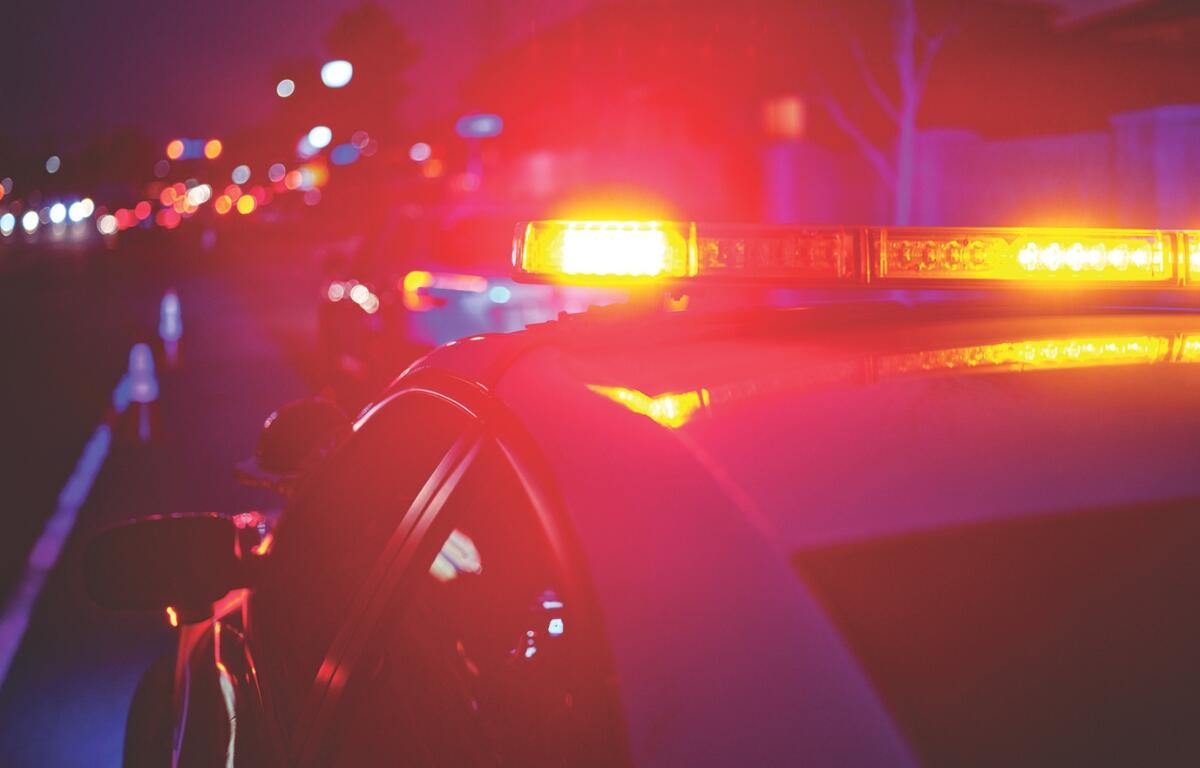 Up close of police lights on a police car.