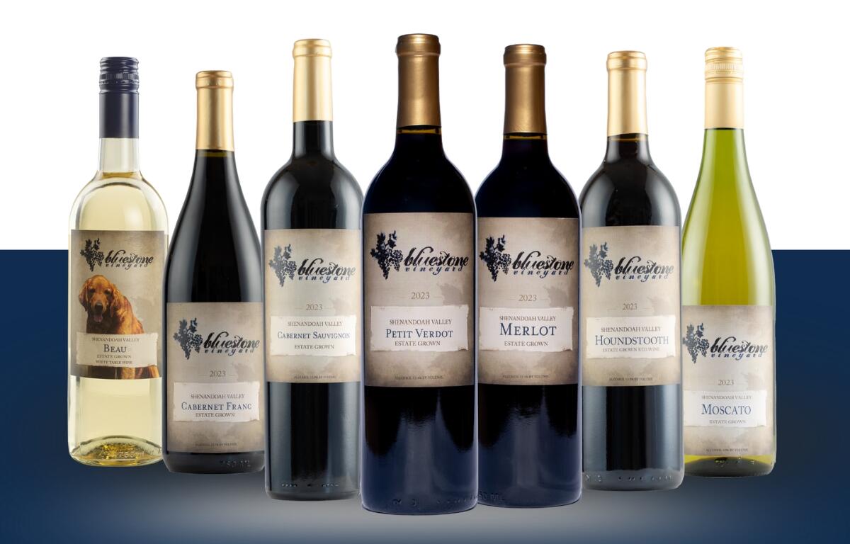 The winning Bluestone Vineyards bottles.