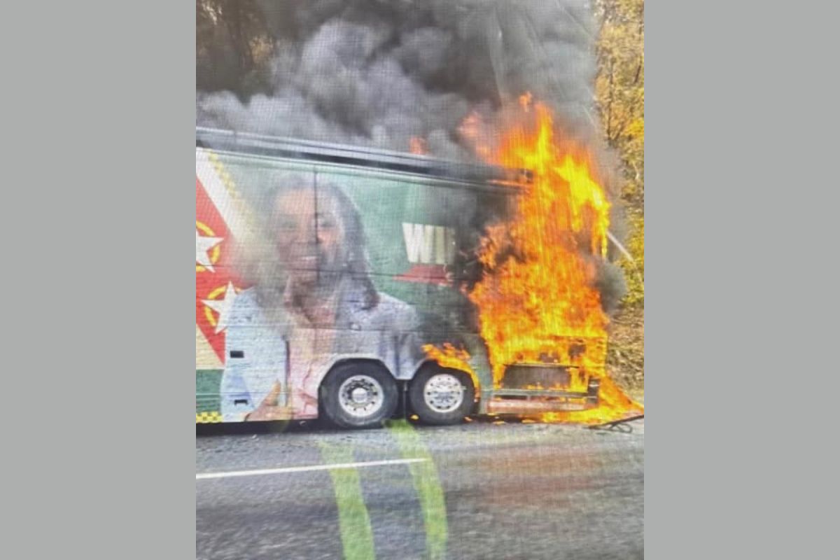 Winsome Earle Sears Bus on Fire