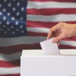 Ballot in front of the American Flag